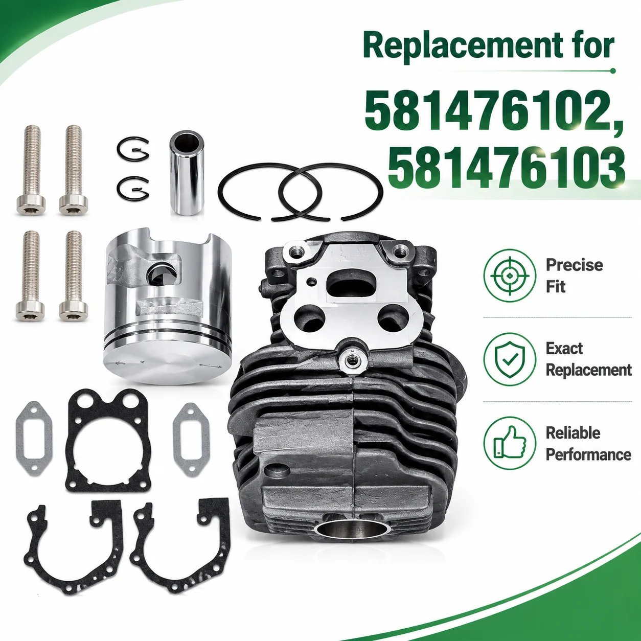 51mm Cylinder Piston Kit for Husqvarna Power Cutter K760 II K760 Active II K770 Chainsaw with Gasket Replace 581476102 581476103