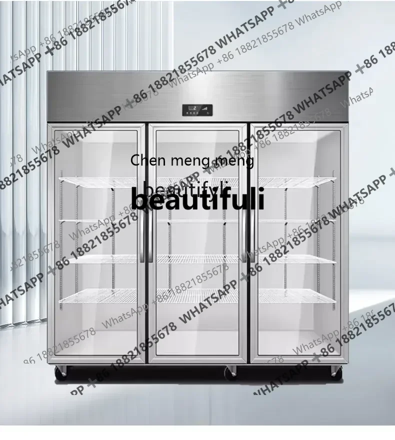 

X Q Three-door refrigerated display cabinet vertical frozen commercial fruit barbecue a la carte fresh-keeping cabinet
