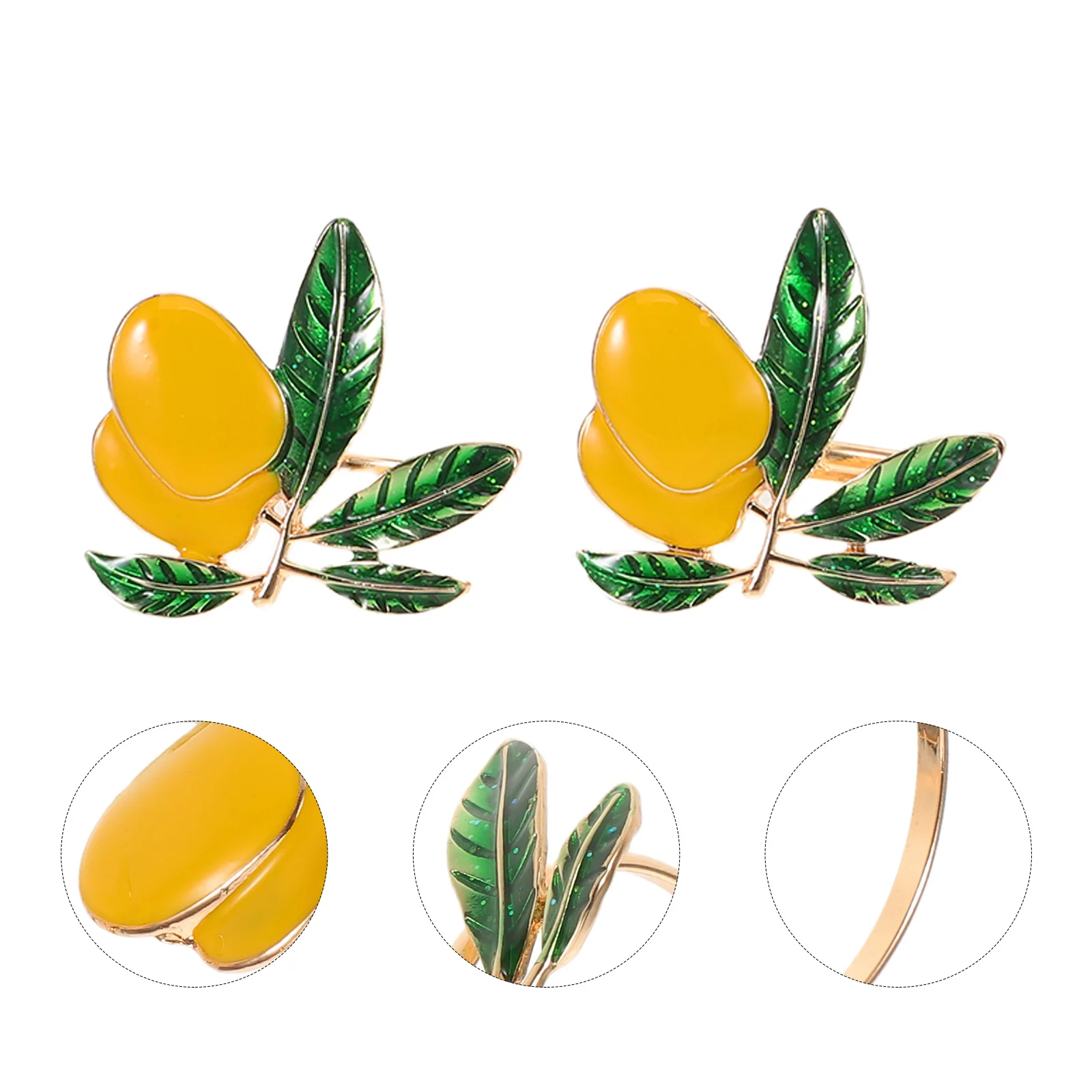 

4Pcs Lemon Napkin Rings Sturdy Craftsmanship Metal Serviette Rings Ideal for Family Gatherings and Daily Meals