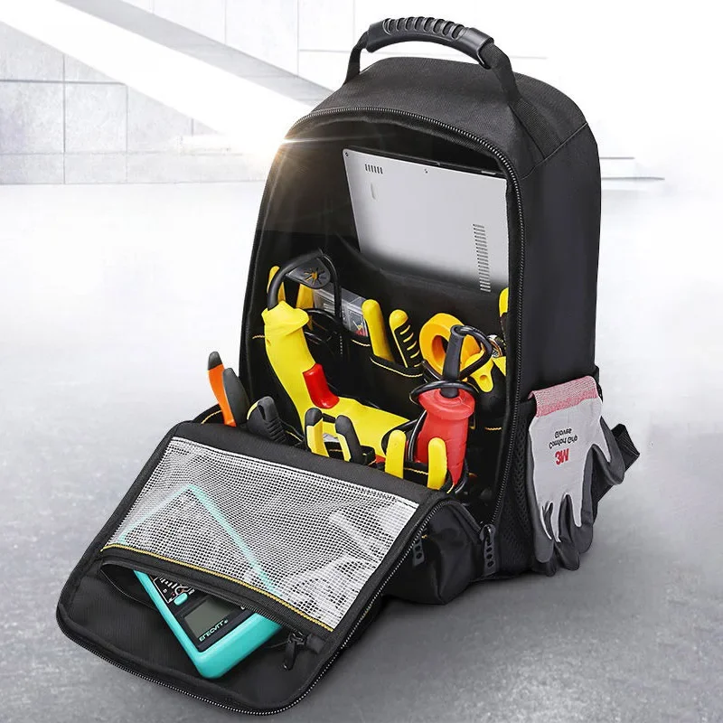 Professional Carpentry Tool Bag Backpack Tool Bag Orgamizer Work Electrician Carry Supplies Accessories Briefcase on The Wall