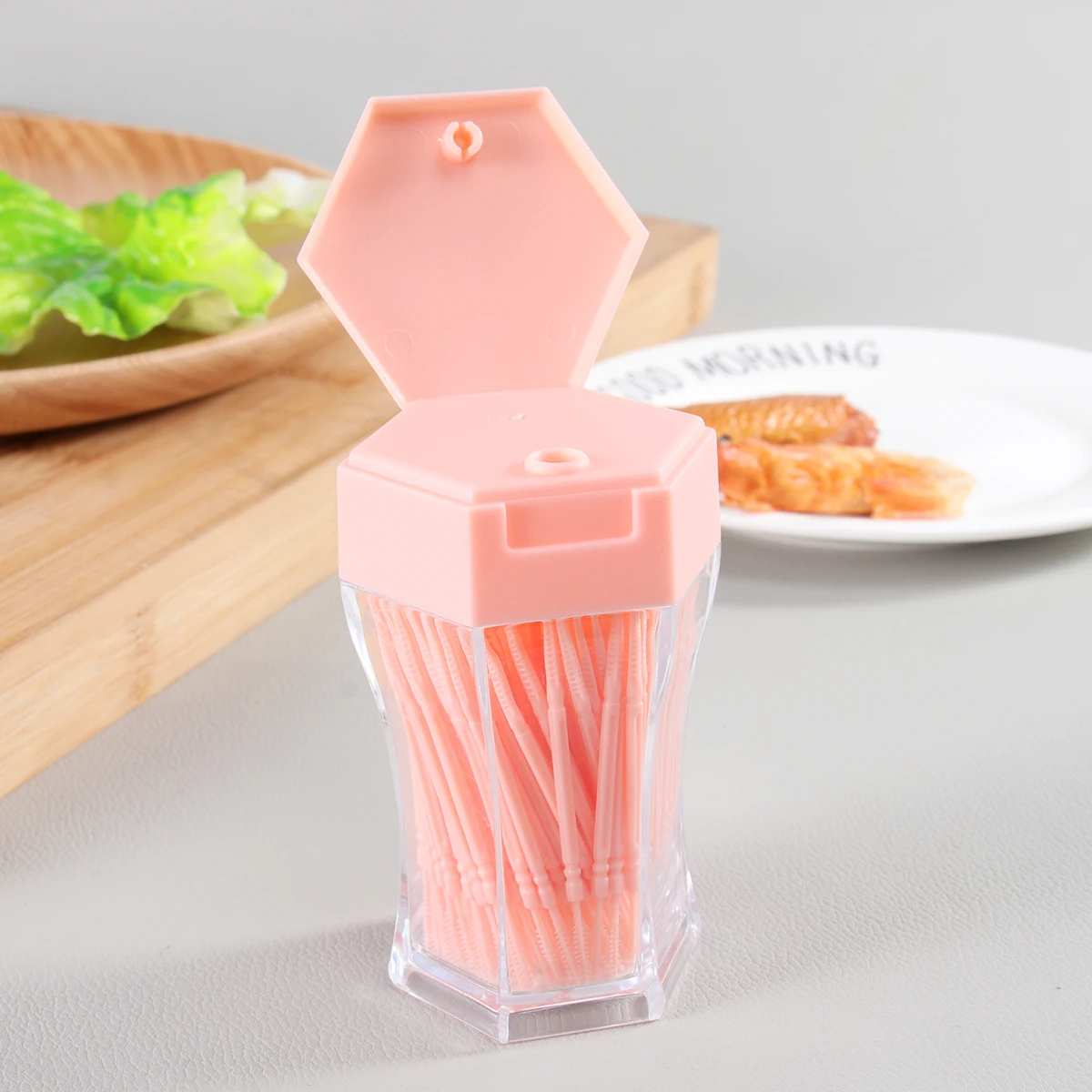 

200pcs Double Head Toothpick Brush Interdental Cleaners Plaque Removal Food Debris Lightweight Portable Transparent Box Dental