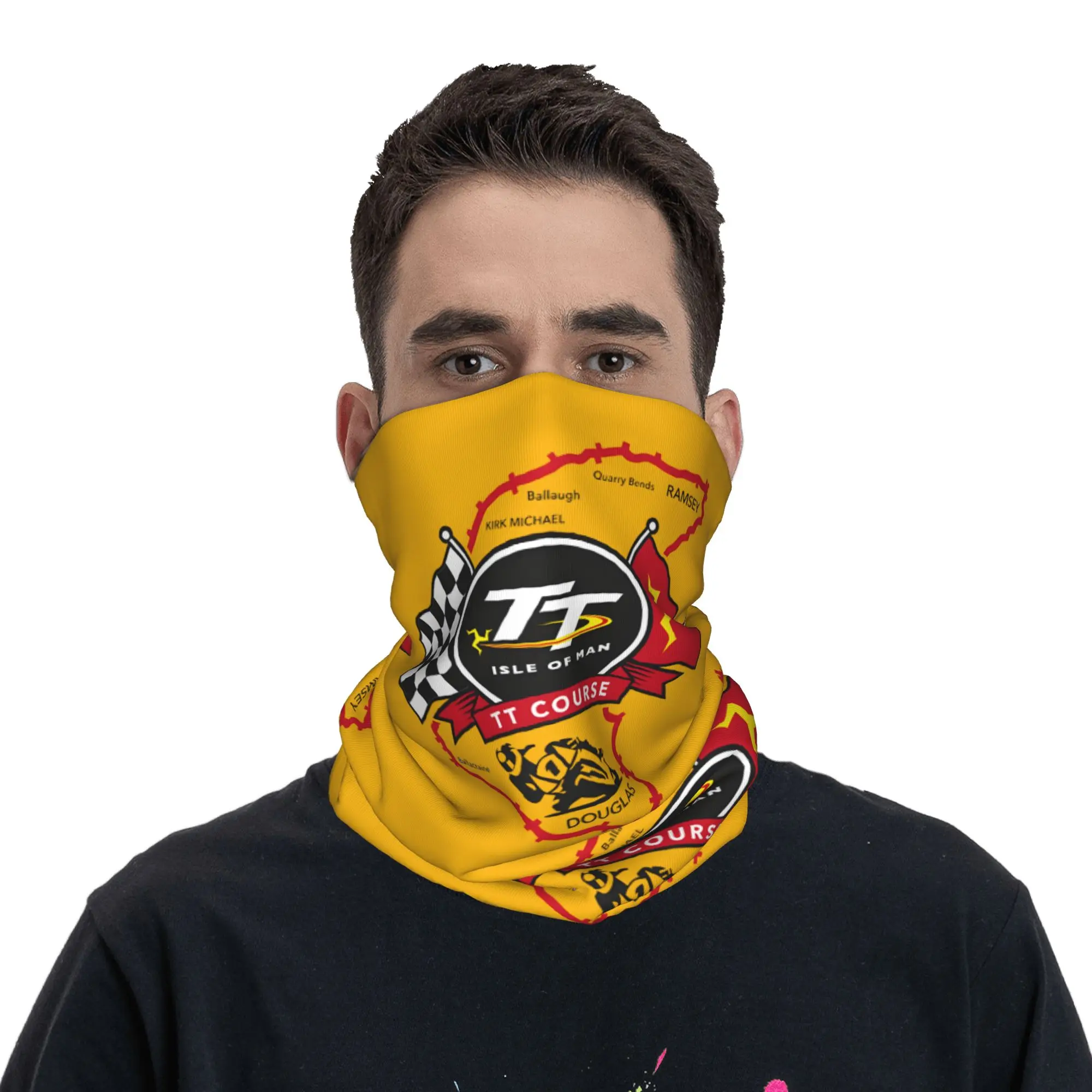 Isle of Man TT Bandana Neck Gaiter UV Protection Face Scarf Cover Men Women Motocross Enduro Cross Headwear Tube Balaclava