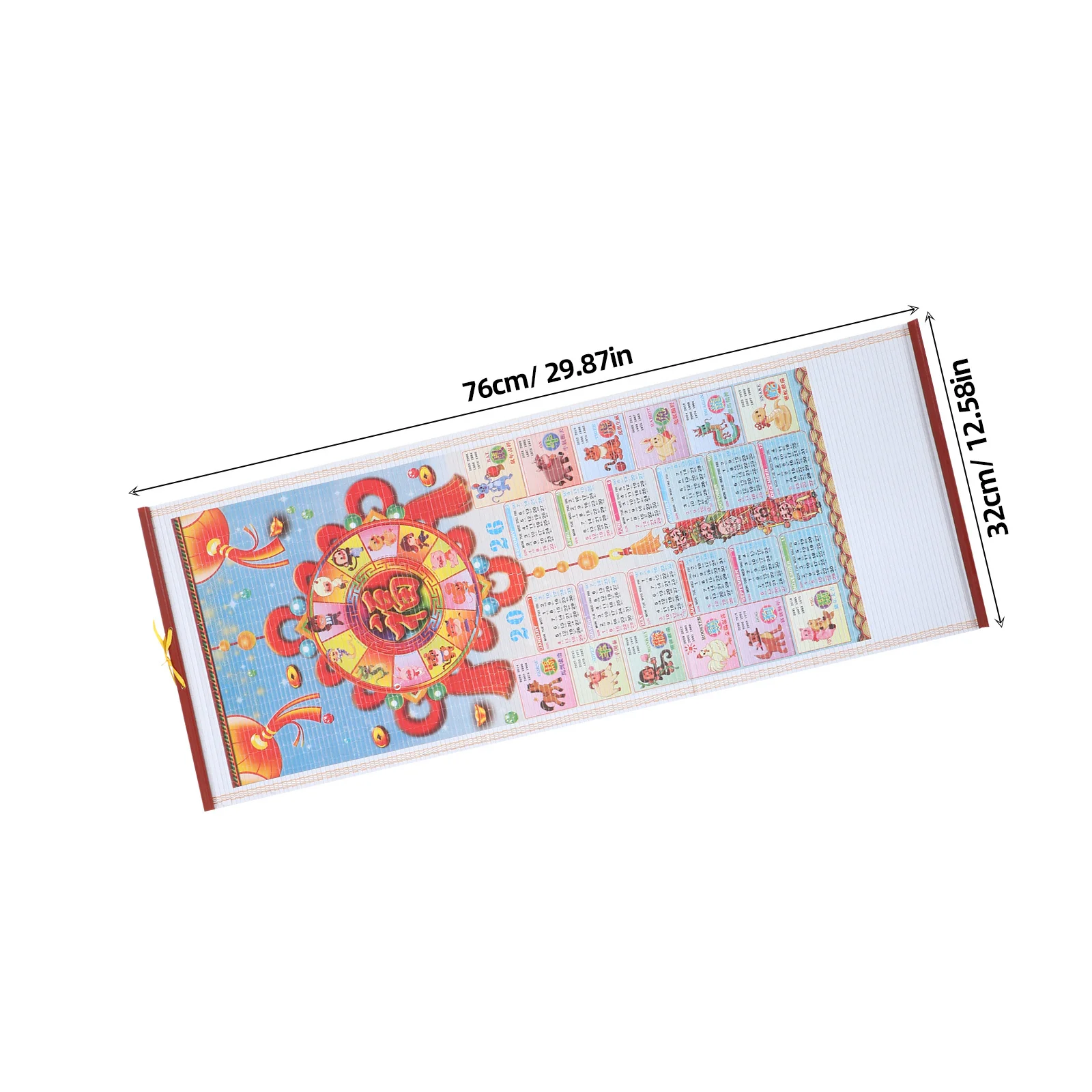 2Pcs 2026 Chinese Zodiac Hanging Wall Calendar Horse Year Faux Rattan Scroll Traditional Lunar New Year Decorative Planner