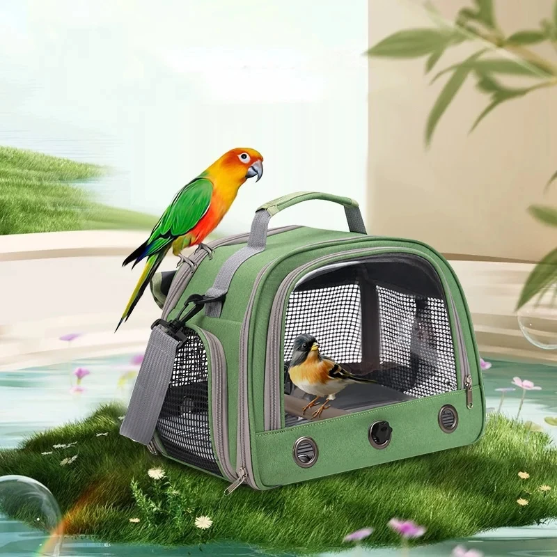 

Portable Bird cages Parrot Carrier Bag Set Bird Backpack with Perch and Tray Curtain for Budgie Parakeet Pet Travel Handbag