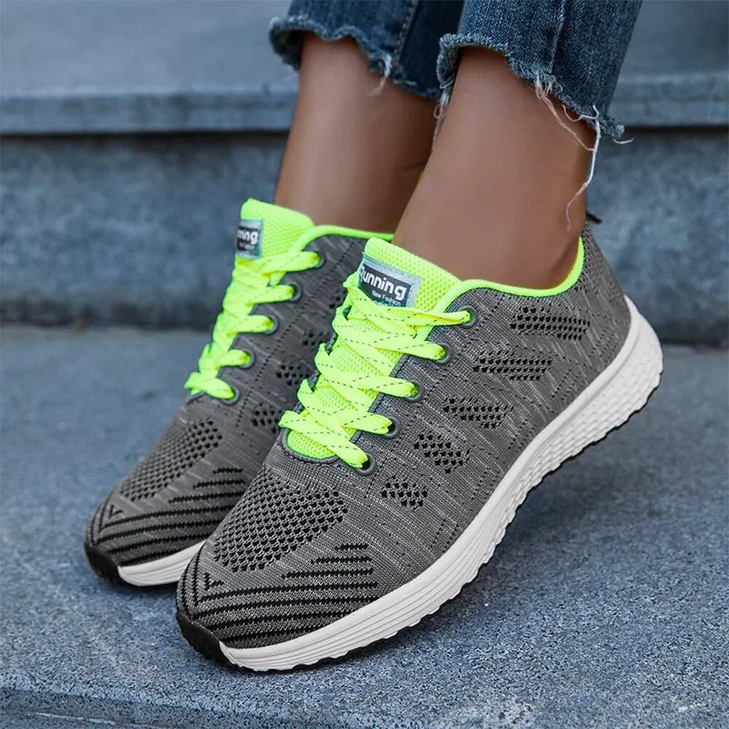 Fashion Women Casual Shoes Breathable Walking Mesh Flat Shoes Woman White Sneakers Shoes For Women 2024 Tenis Feminino Footwear