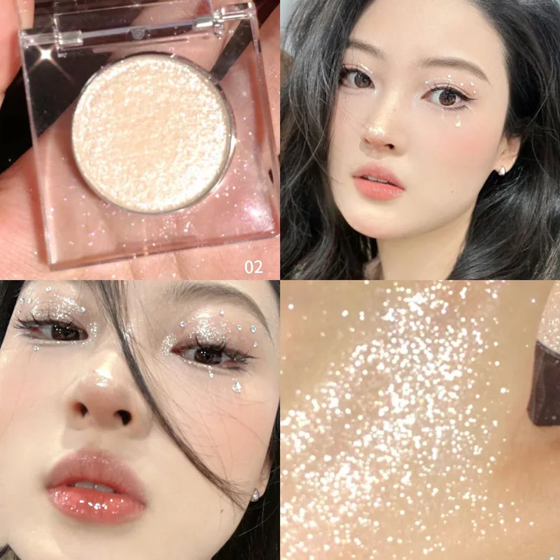 Aiccia Clear Square Single Eyeshadow Fine Glitter High Pigment Shimmer Einfach für Anfänger, tägliches Augen- und Highlight-Make-up