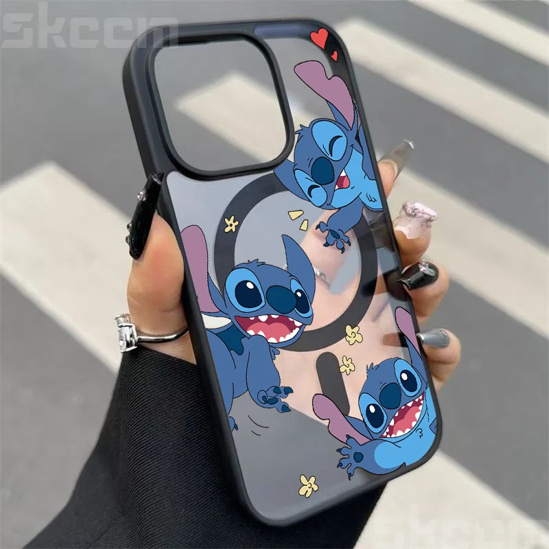 Lovely Stitch Magnetic Phone Case For iPhone 17 Pro Max 11 12 13 14 15 16 Plus 17 Air XS X XR 16e Clear Wireless Charge Cover - náhled 6