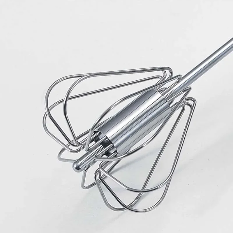 Semi-automatic Mixer Egg Beater Manual Self Turning Stainless Steel Whisk Hand Blender Egg Cream Stirring Kitchen Tools