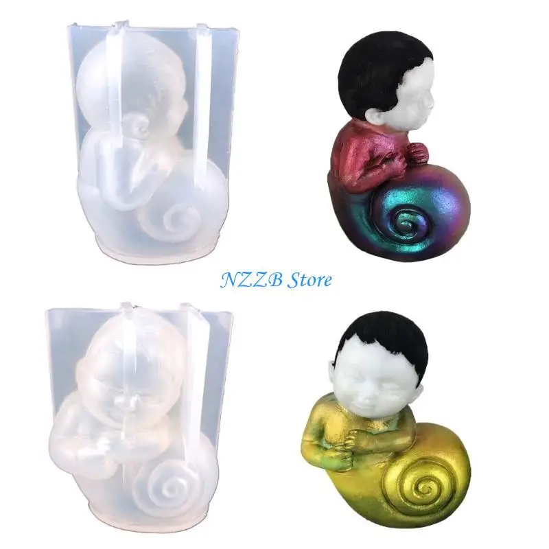 

T21F Snail Boy Silicone Mold Snail Scented Mold for Wax Making DIY Plaster Mold Home Decoration