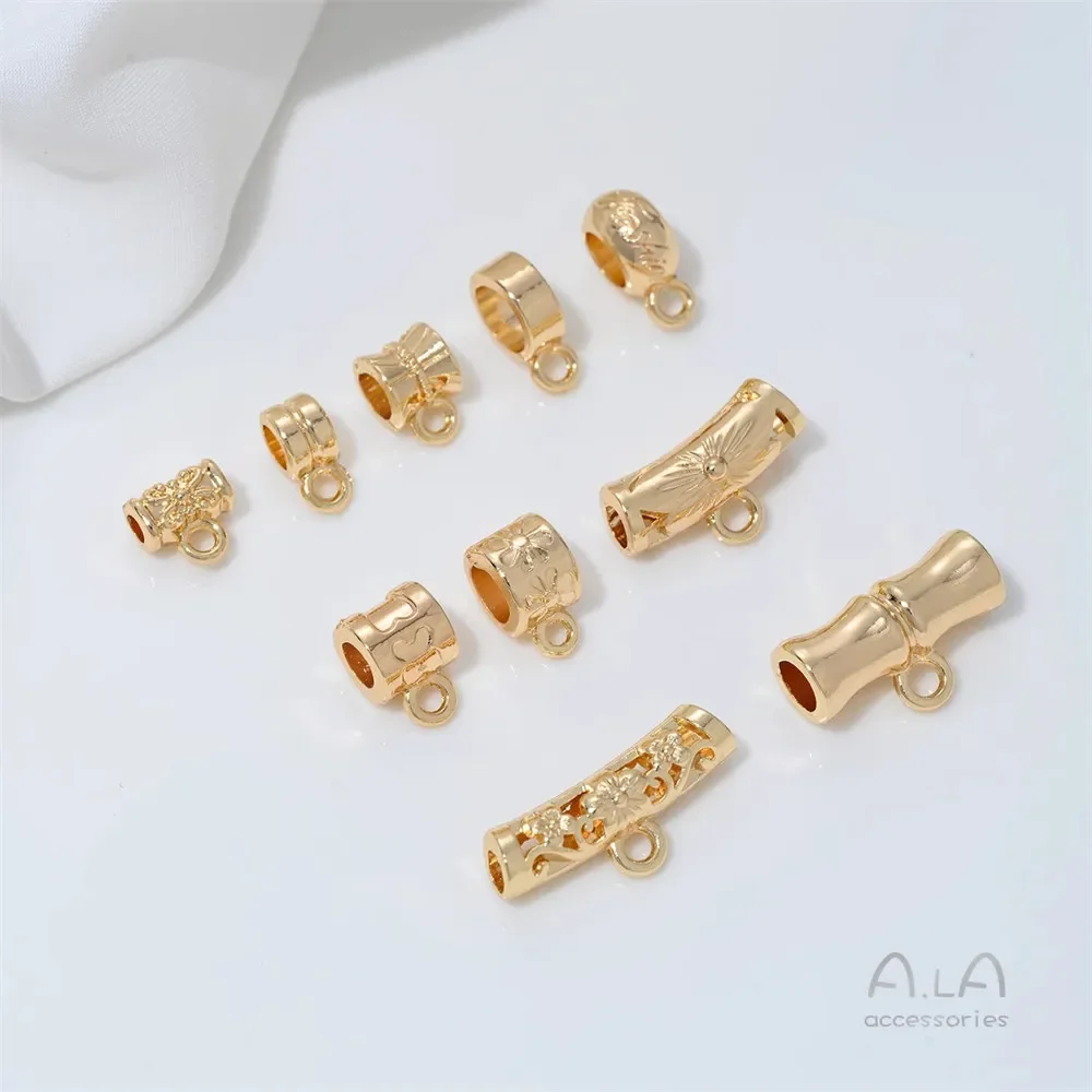 C45 14K vergulde armband hangende kralen uitgeholde gebogen buizen bamboe gezamenlijke emmer kralen diy handgemaakte sieraden accessoires