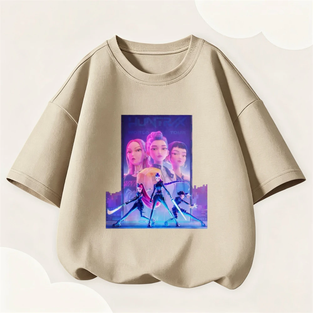 

Cartoon Printed TShirt Loose Casual Clothing Girls Child Short-sleeved Tops Simple All-match Base Shirt Kids Pure Cotton Wear