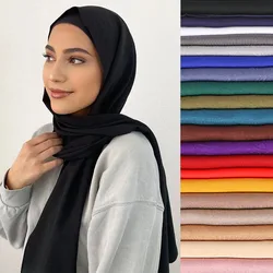 PolyesterJersey Hijabs Scarf For Muslim Women Shawl Stretchy Easy Hijabs Modal Hijab Scarves Headscarf African Woman Turban