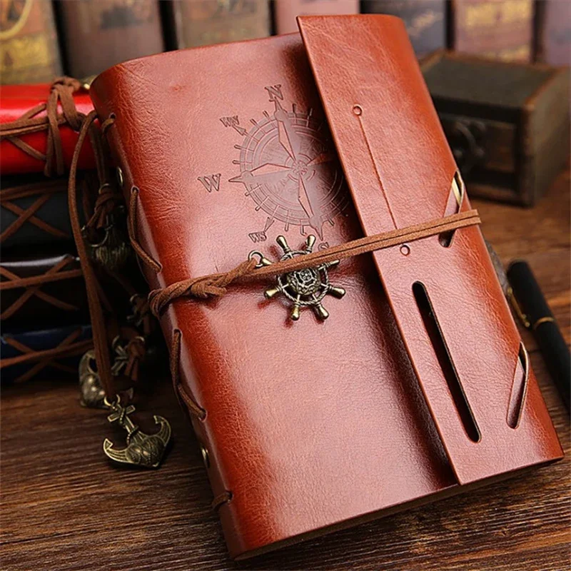 Retro Notebook Traveler Diary Leather Soft Cover Small Size Replaceable Kraft Paper Inner Notebooks & Notepads