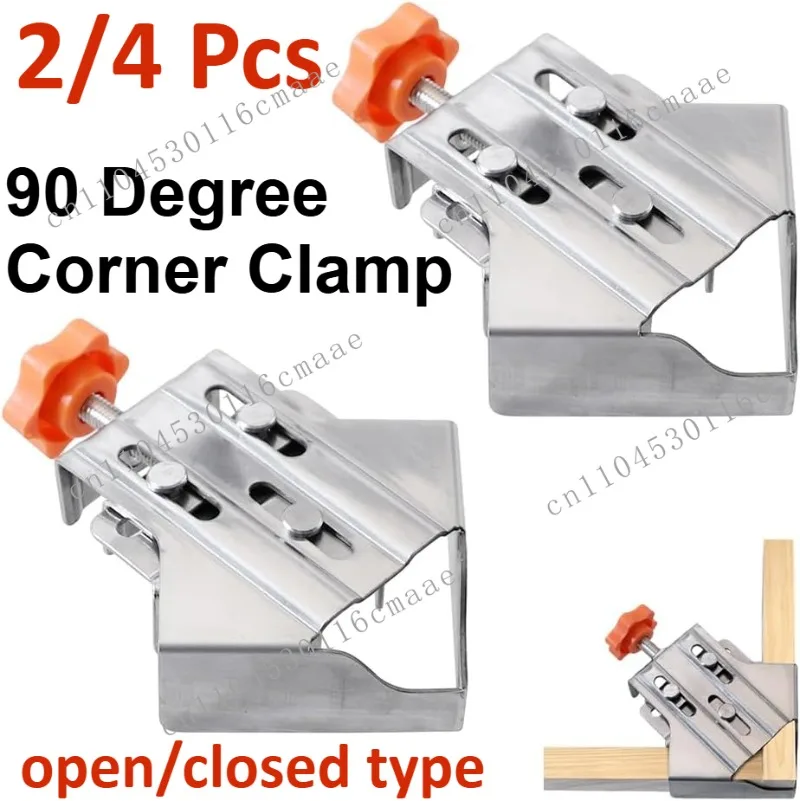 NEW 2/4Pcs Open/Closed Type Multipurpose Stainless Steel 90 Degree Corner Clamp, for Woodworking