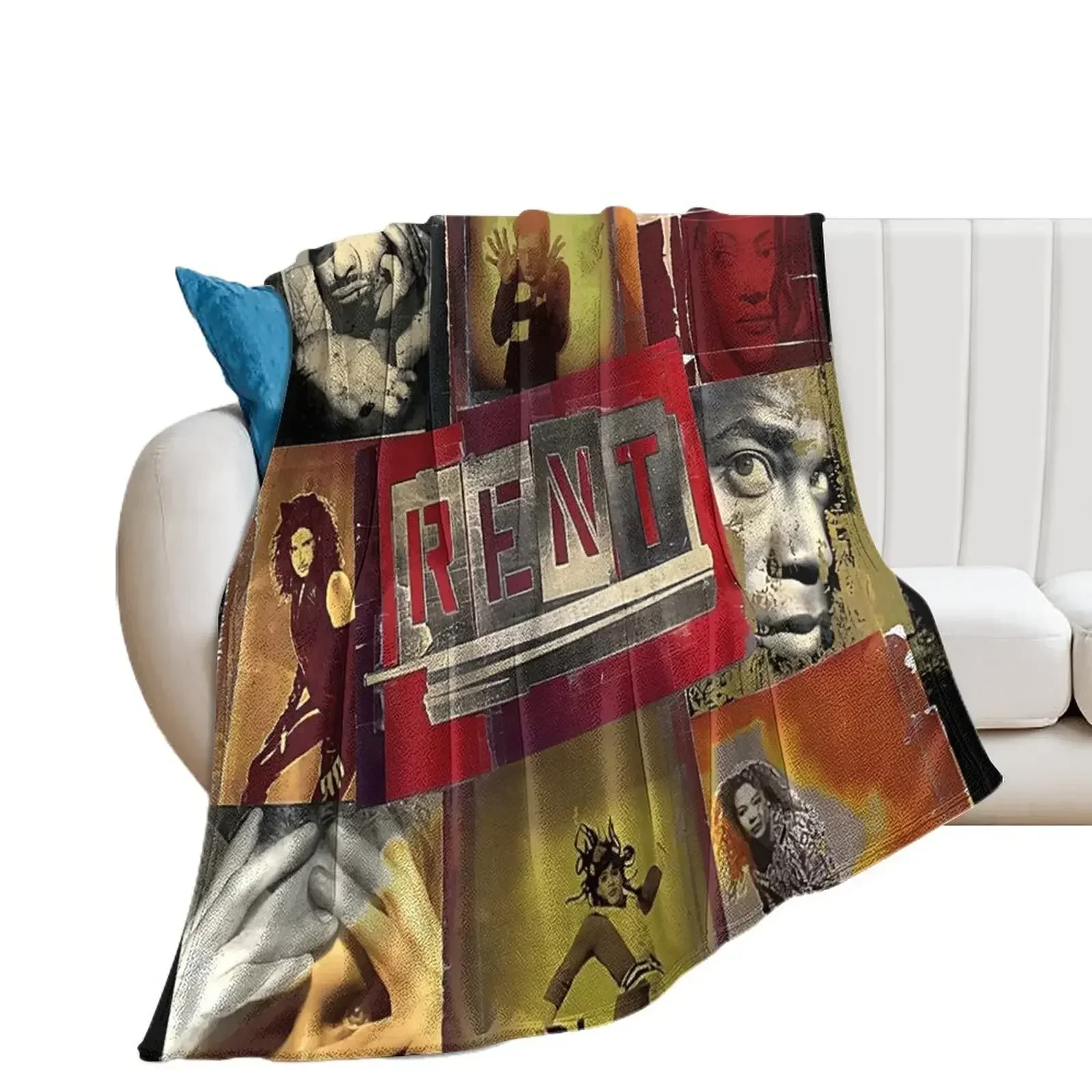 Vintage Rent Rock Musical, Signed By Complete Original Cast 1996 Throw Blanket manga Flannels Decorative Sofas Blankets