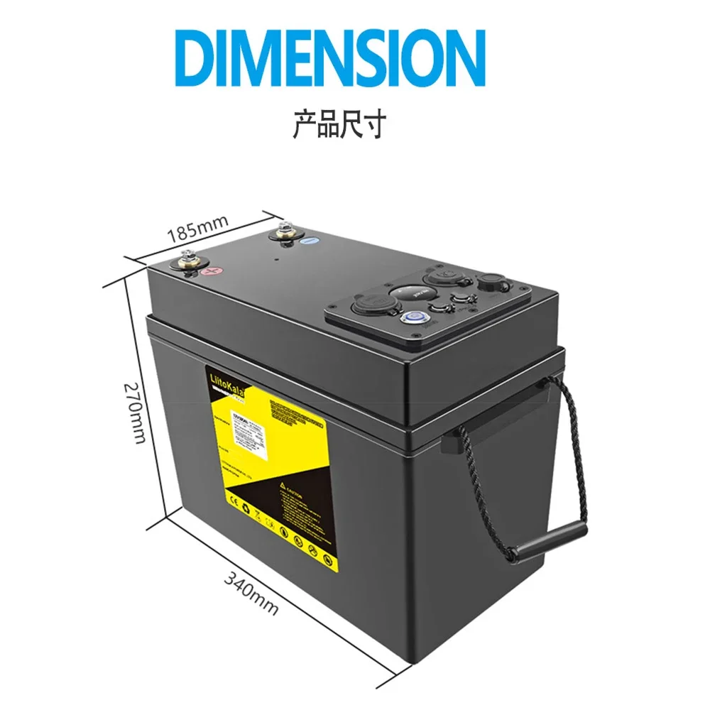 LiitoKala 12V 300Ah LiFePO4 Battery 12.8V Power For RV Campers Golf Cart Off-Road Off-grid Solar Wind，QC3.0 Type-C USB output