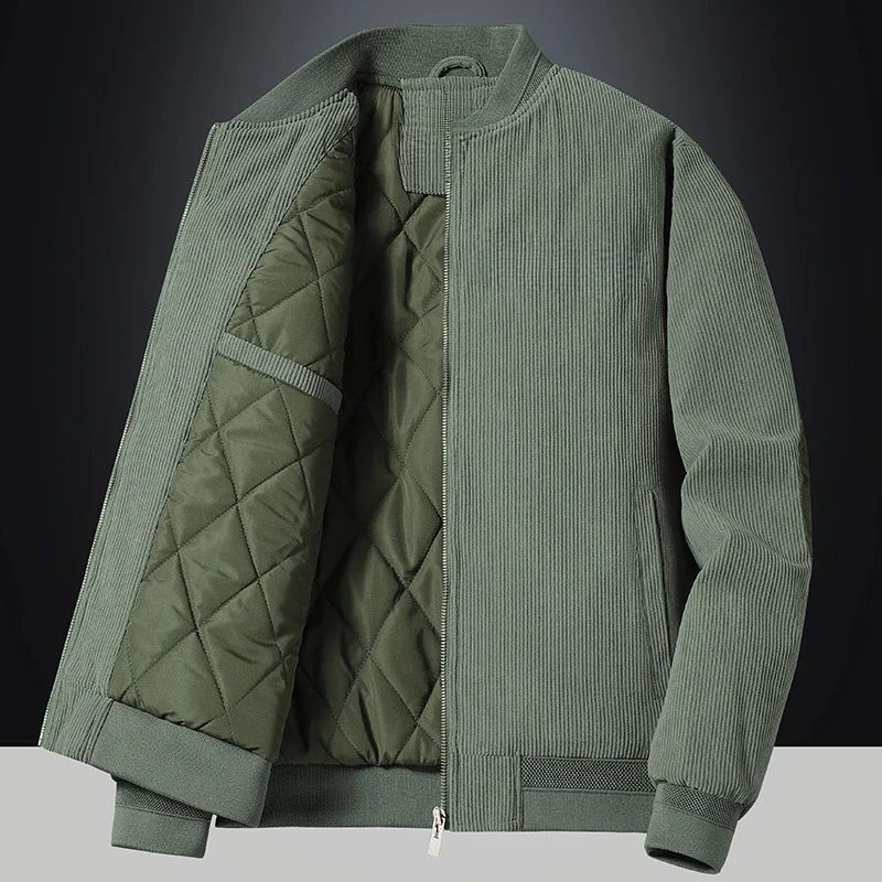 

Men's Fashion Casual Warm Corduroy Outwear Men's Thick Cotton Jacket Coat Large Size New Autumn Winter Stand Collar Slim Jacket