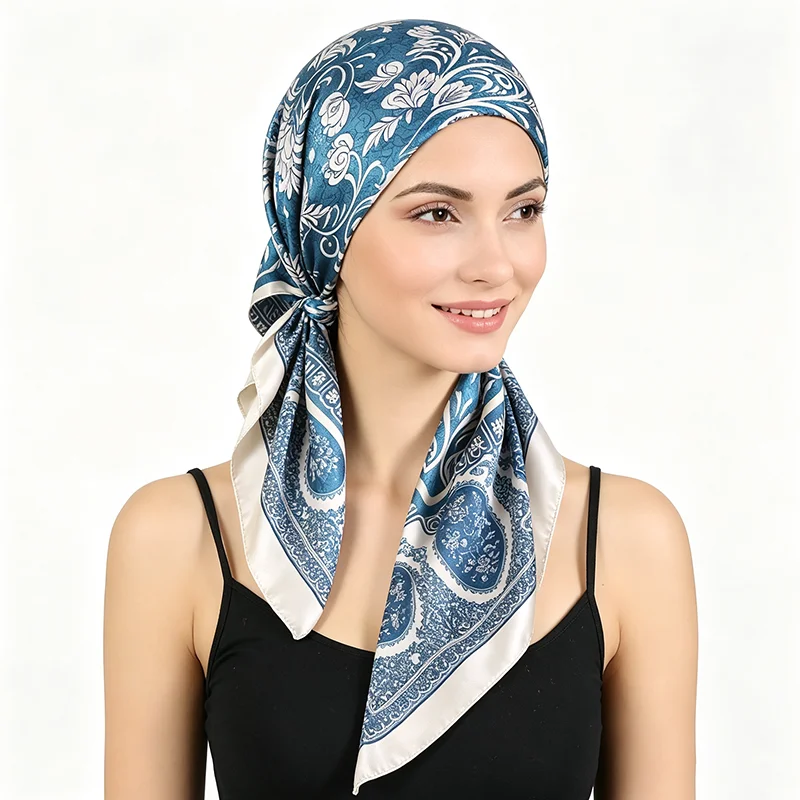 Neuer Damen-Doppelschicht-Paisley-Satin-Instant-Hijab-Schal-Turban, muslimische Kopfbedeckung für Frauen, Chemotherapie-Mütze, Haarausfall-Abdeckung, Kopfwickel, Banda – Detail 10