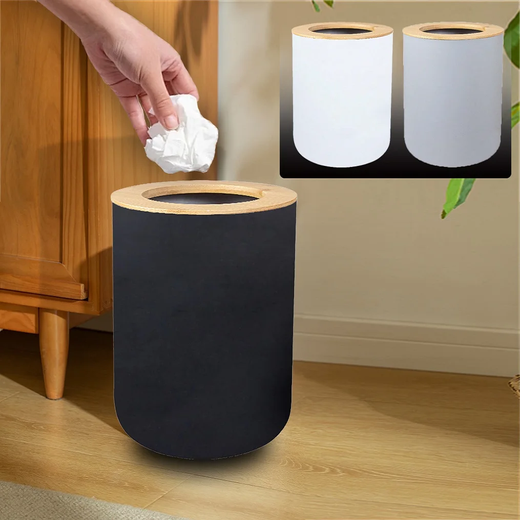 Black Plastic Trash Bin Modern Waste Garbage Can for Kitchen Bathroom Workspace Creative Storage Box Toilet Home White Grey