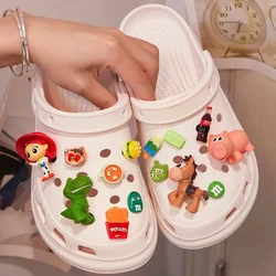 1 conjunto disney toy story sapato dos desenhos animados acessórios bonito fivela buzz lightyear jessie sapatos decorativos figuras de anime sapatos fivela