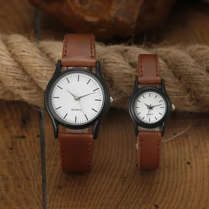 Couple Watches Simple Vintage Classic 2024 Women for Men Watches New Leather Strap Quartz Wristwatches Relogio Montre Parejas