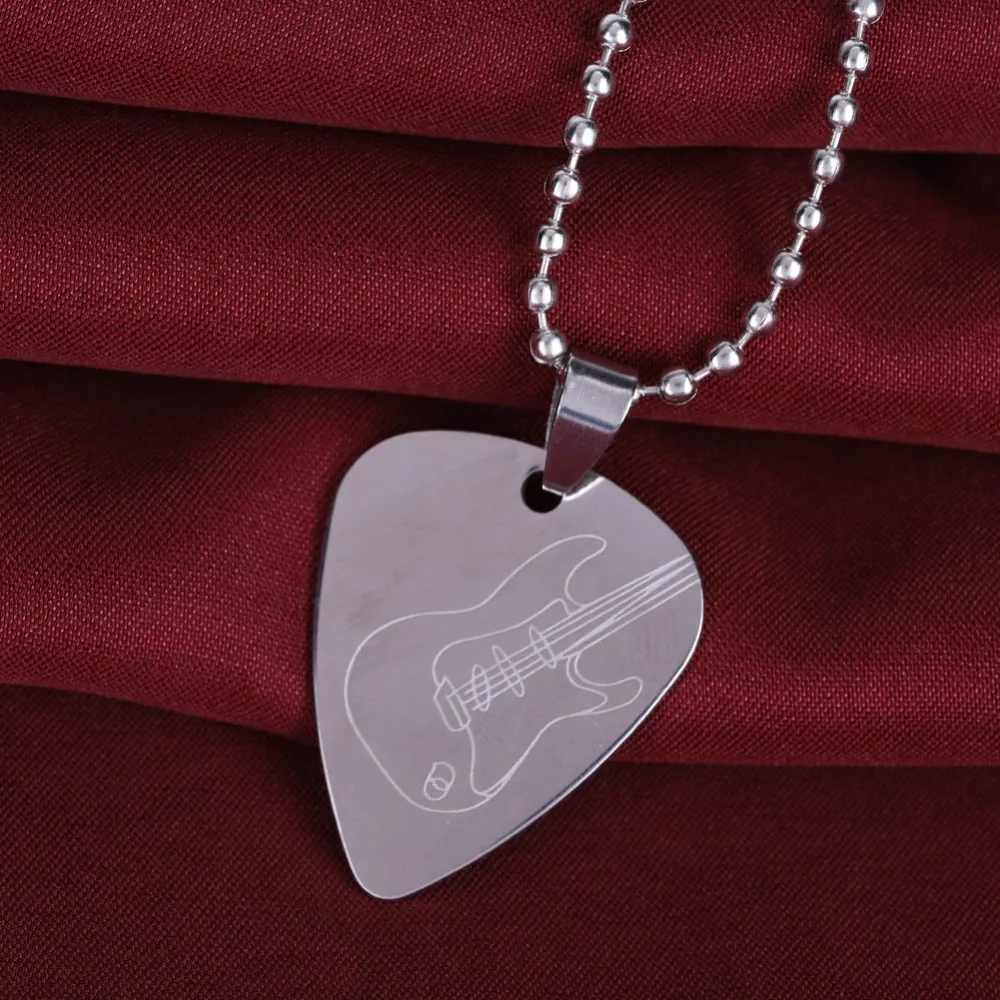 Steel ​Guitar Pick ​ ​Special Pattern Friendship Charm ​Music Note Pendant​ ​Music Themed​ ​Pick Pendant Jewelry​