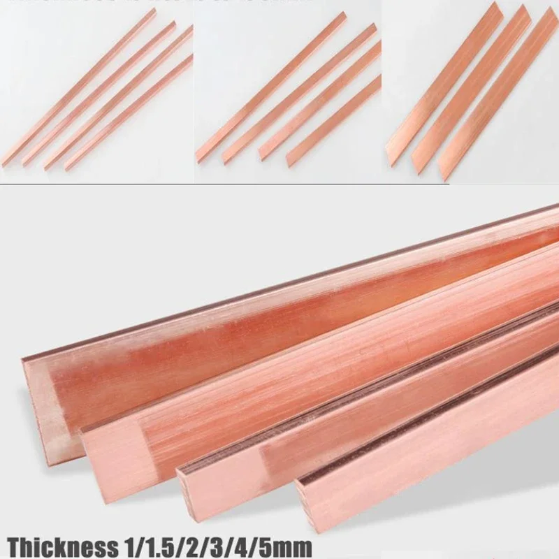 1 pcs 99% Pure Copper Bar Plate flat Bar Metal Strip thickness 1mm 1.5mm 2mm 3mm 4mm 5 mm  length 250 mm