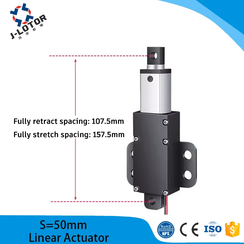 S=50mm Micro electric push Telescopic rod linear actuator with high thrust Reciprocating small DC motor 12V mini elevator 24V