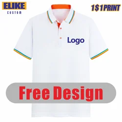 ELIKE 8 Colors Fashion Custom Polo Shirt Logo Print Personal Design Company Brand Embroidery Men And Women Clothing S-4XL 2022