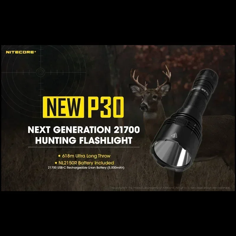 NITECORE NEW P30 Flashlight 1000Lumens Utilizes a CREE XP-L HI V3 LED Rechargeable Spotlight Ultra Led Light For Outdoor Lightin