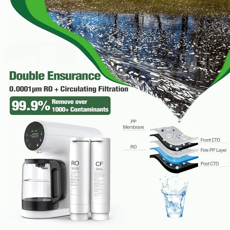 Настольный портативный очиститель воды RO с 5-ступенчатой фильтрацией, чистота установки дренажа, TDS-монитор, более быстрый поток доставки