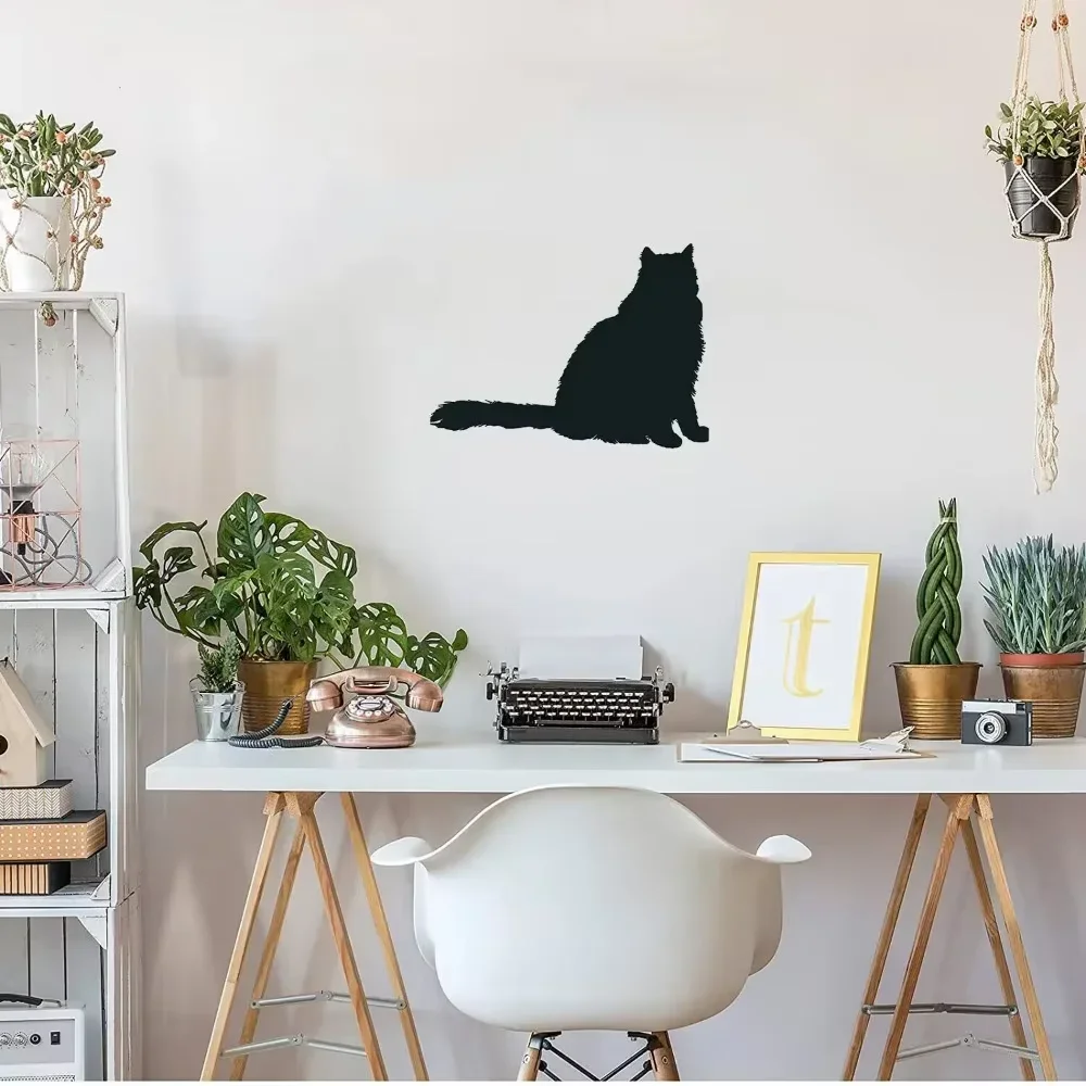 CIFBUY Metal Wall Art Persian Cat Sitting Silhouette Iron Sculpture Hanging Sign Indoor Outdoor Home Decor Ornament Gift Rustic