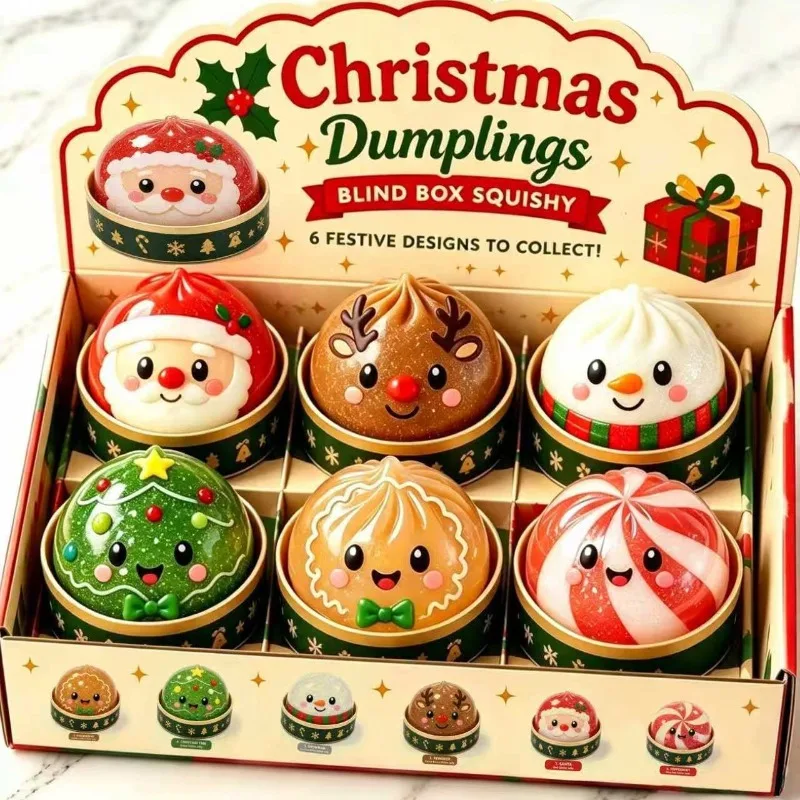 Jouets à presser de Noël en forme de bonhomme de neige, d'élan et de Père Noël, avec boîte, pour soulager le stress, cadeau de Noël et de Nouvel An 2027