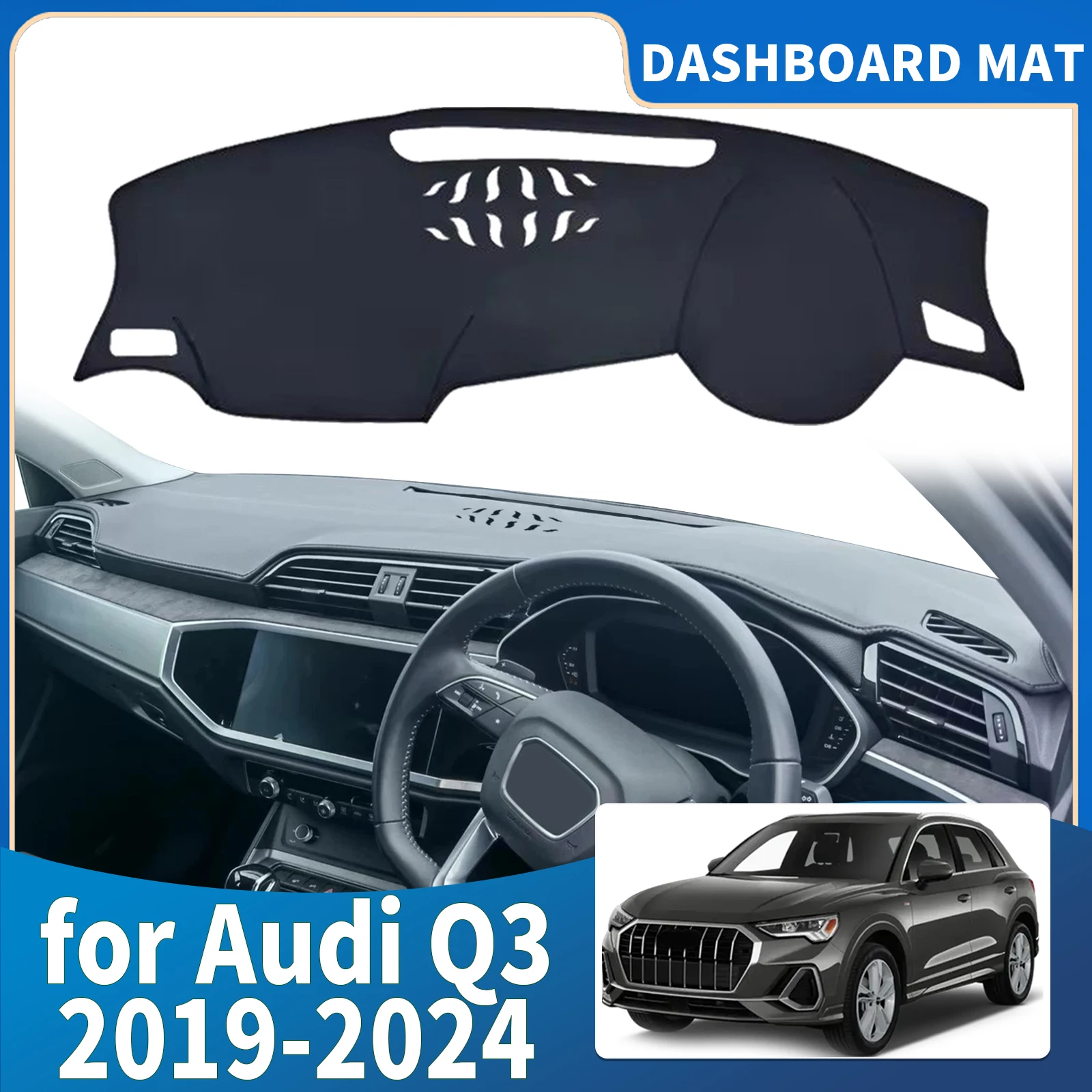 

fit for Audi Q3 2024 2023 2022 2021 2020 2019 Dashmat Dashboard Cover Pad Protective Carpet Car Accessories DashMat Sunshade