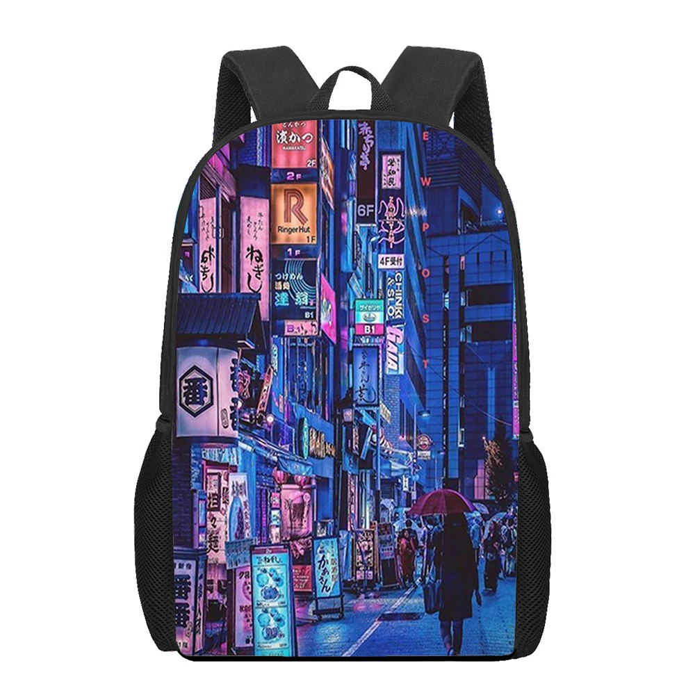 Art Anime Landscape illustration 3D Print School Bags for Teenage Girls Boys Casual Children Bookbags Backpacks Student Book Bag