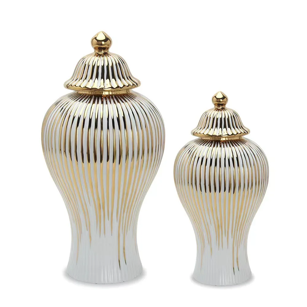 Ceramic Light Luxury Electroplated General Cans European Style Flower Vase Crafts Decorative Decorative Storage Tanks with Soft - Image 5