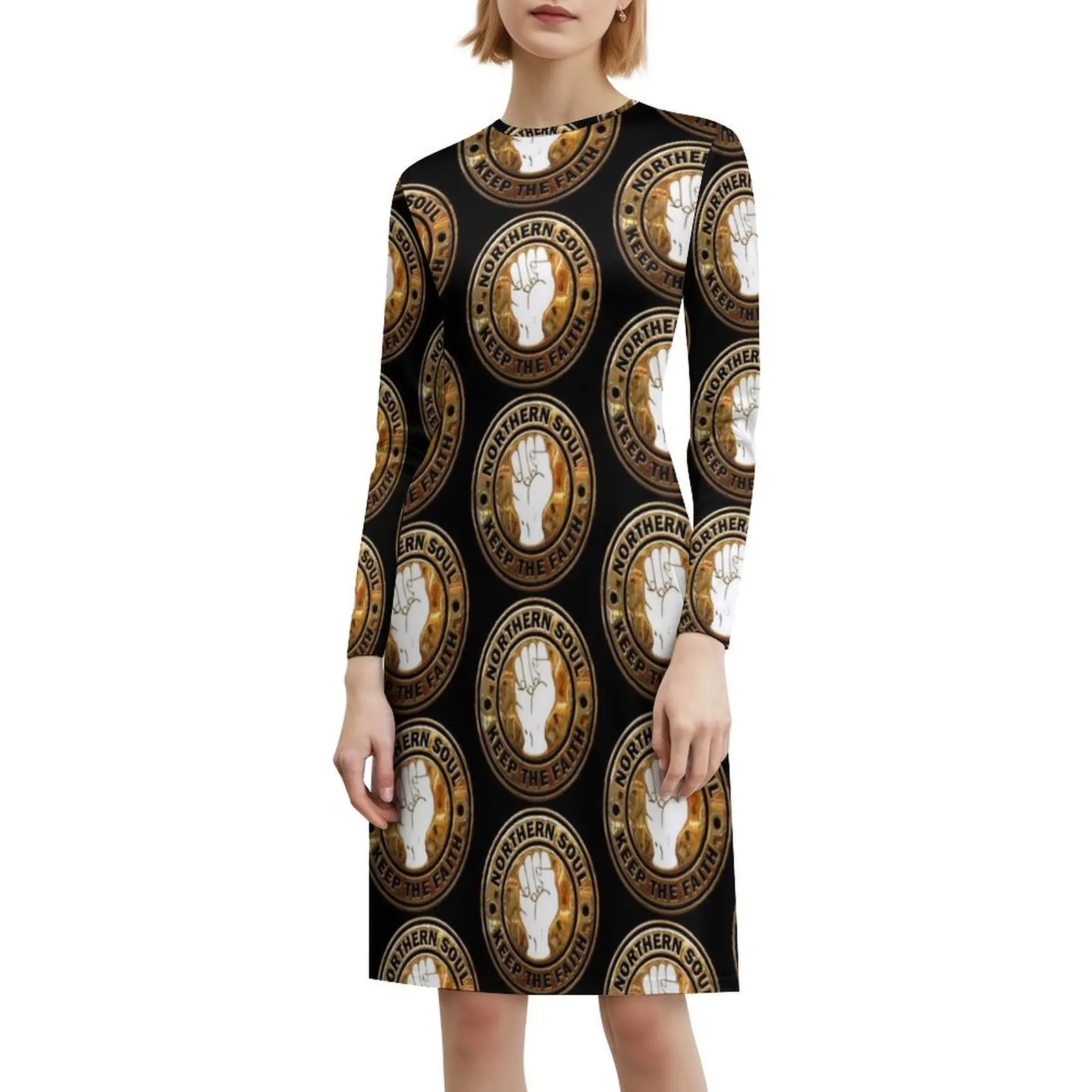 فستان Northern Soul Keep The Faith In Gold White Fist على شكل قلب، فستان أنيق للحفلات الصيفية للنساء، الروح الشمالية #6