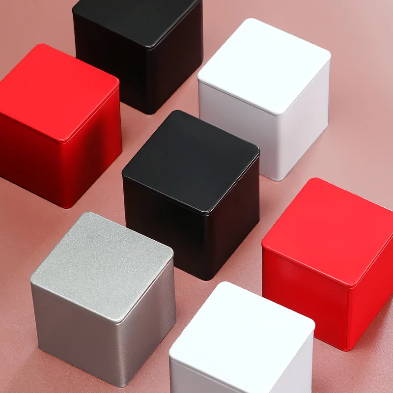 

8.5cm Tea Cans Square Metal Packaging Storage Box With Lid Case Small Tin Jars Food Chocolate Candy Sealed Boxes Party Gift Box