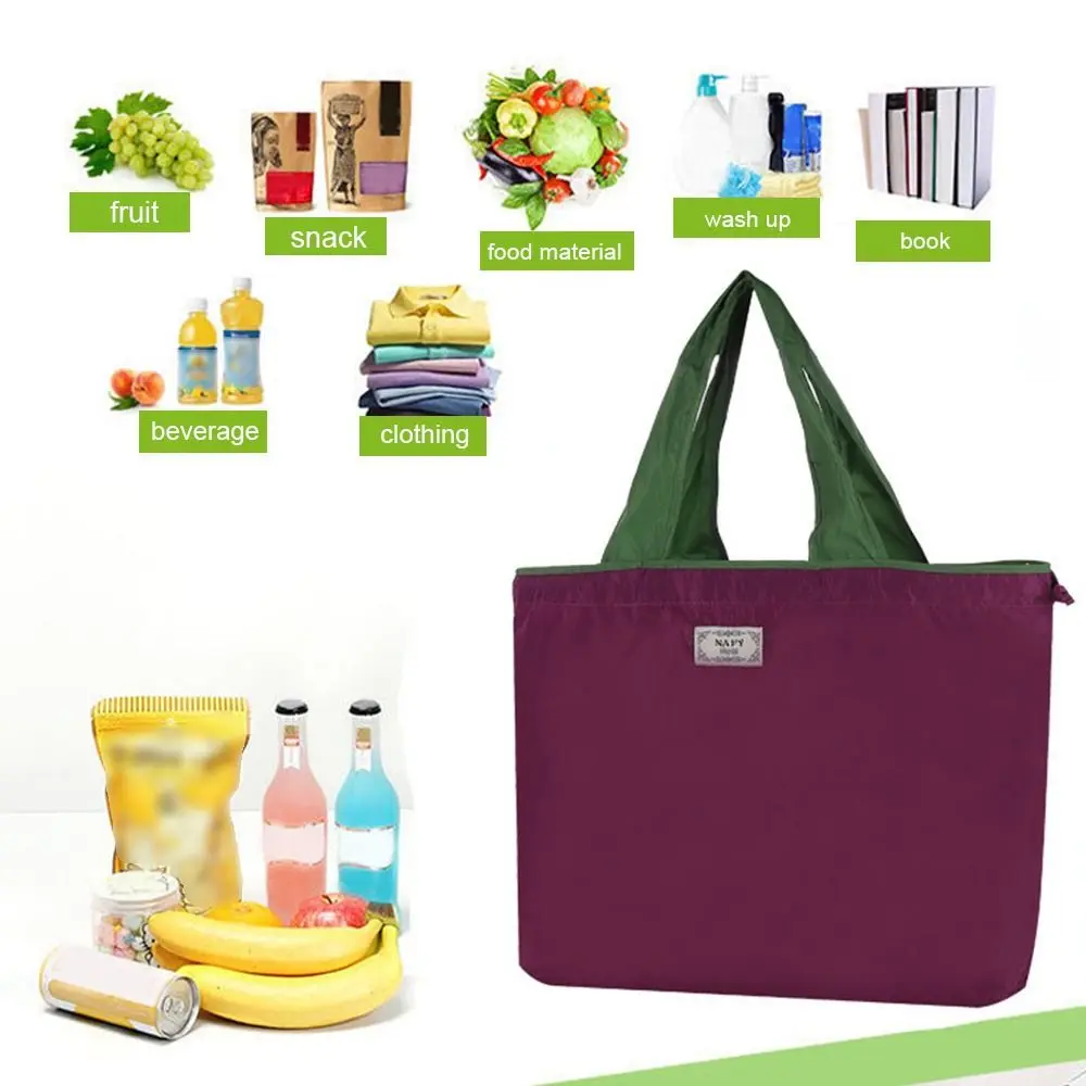 Fashion Drawstring Supermarket Shopping Bag Foldable Eco-Friendly Travel Grocery Bag Waterproof Reusable Shoulder Bag Universal