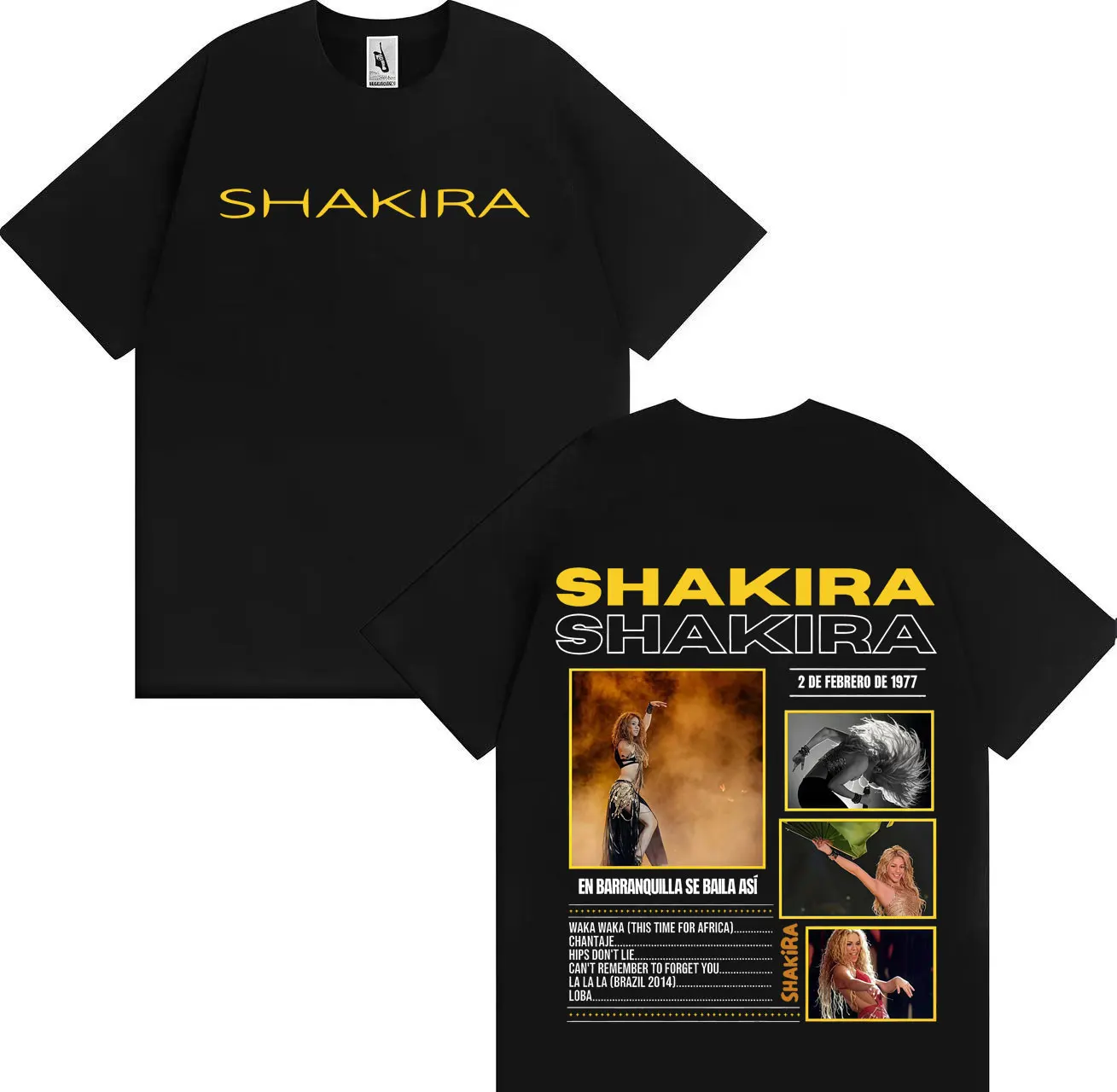 Singer Shakira Trendy Album Tour Graphic Print T-shrit Men Women Streetwear Harajuku Fashion Retro Washed Oversized Short Sleeve