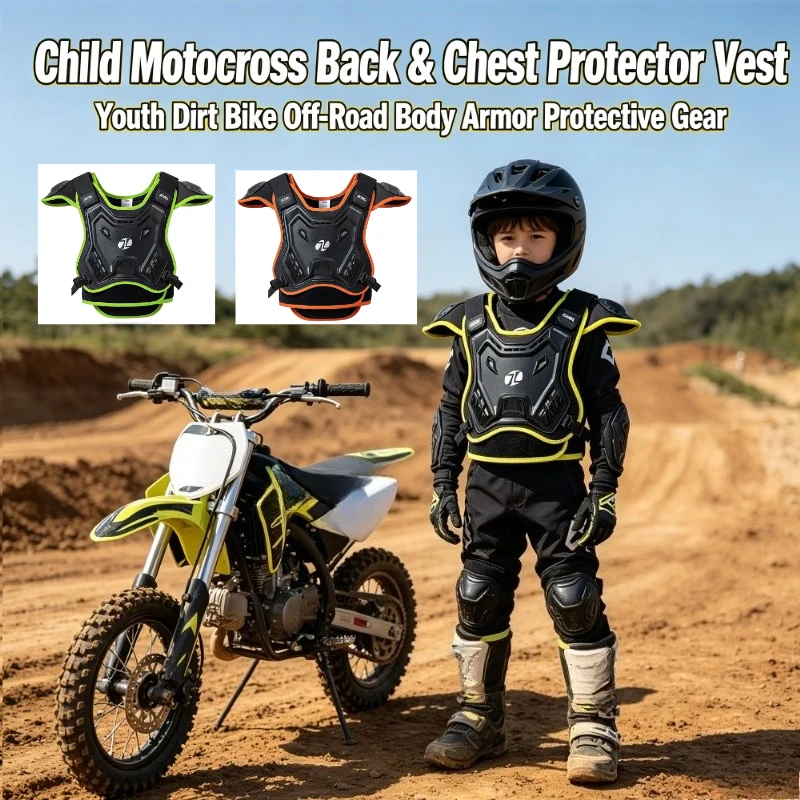 Motorcycle Gear Youth - 子供用モトクロス背中・胸部プロテクター ユース子供用バイクボディアーマーベスト オフロードダートバイクサイクリング保護具