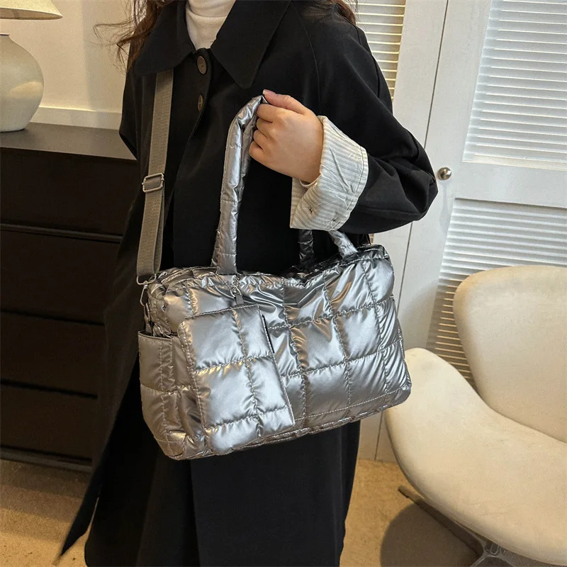 2ชิ้นกระเป๋าหรูหราพื้นที่กระเป๋าผ้าฝ้ายเบาะกระเป๋าถือความจุขนาดใหญ่กระเป๋าสะพายไหล่กันน้ำได้เดินทางสะพายข้างกระเป๋าเงิน Bolsa