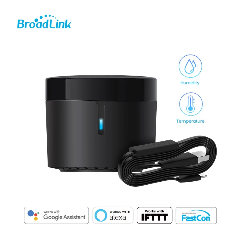 Telecomando a infrarossi universale BroadLink RM4 mini WI-Fi Smart con sensore di temperatura e umidità HTS2, supporto Google Home, Alexa, IFTTT