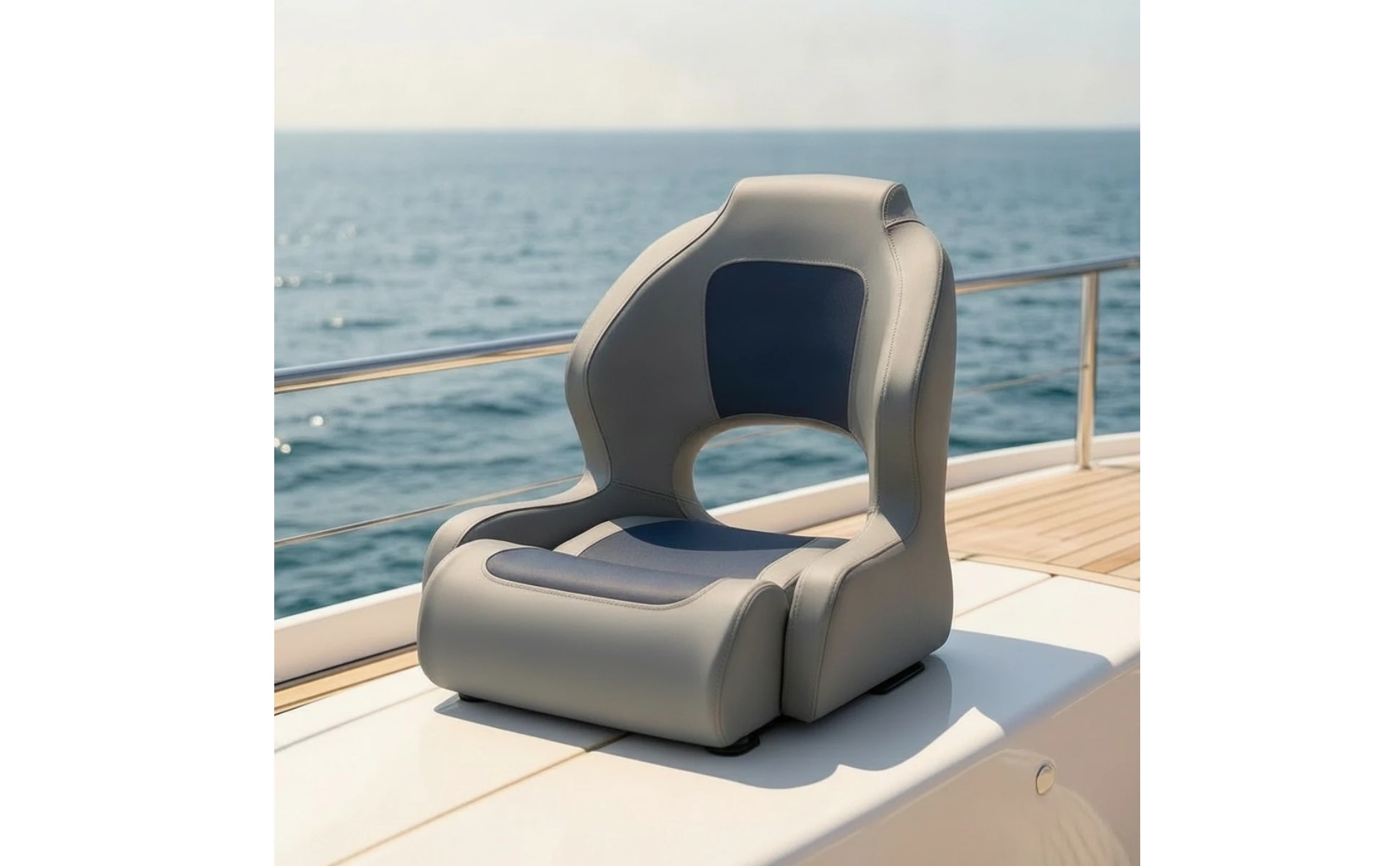 Boat Captain Chair Impermeable Two-tone High-back Seat with Cushion Marine-grade Seating for Boat Owners and Speedboats