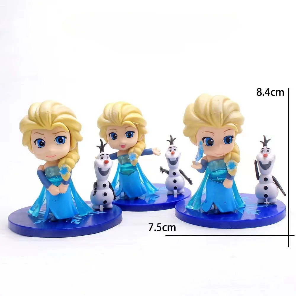 Disney Frozen Królowa Śniegu Księżniczka Anna Elsa Figurka akcji Kristoff Olaf Kolekcja lalek z PVC Tort urodzinowy Zabawki prezentowe