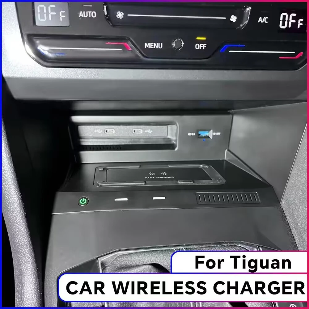 

Быстрое беспроводное зарядное устройство для автомобиля Volkswagen Tiguan mk2 2018-2022, держатель для телефона, USB-порт, аксессуары для интерьера