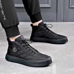 High Top Shoes Low Black One Foot Down Winter Plush Insulation Northeast Cotton Shoes Elevated Bread Shoes Thick Soles for Men