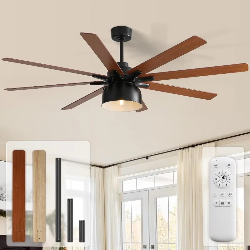 

Sofucor Fans with Lights, 66 Inch Low Profile Fan with Remote, Outdoor Ceil ing Fans for Patios, Smart Ceiling Fa