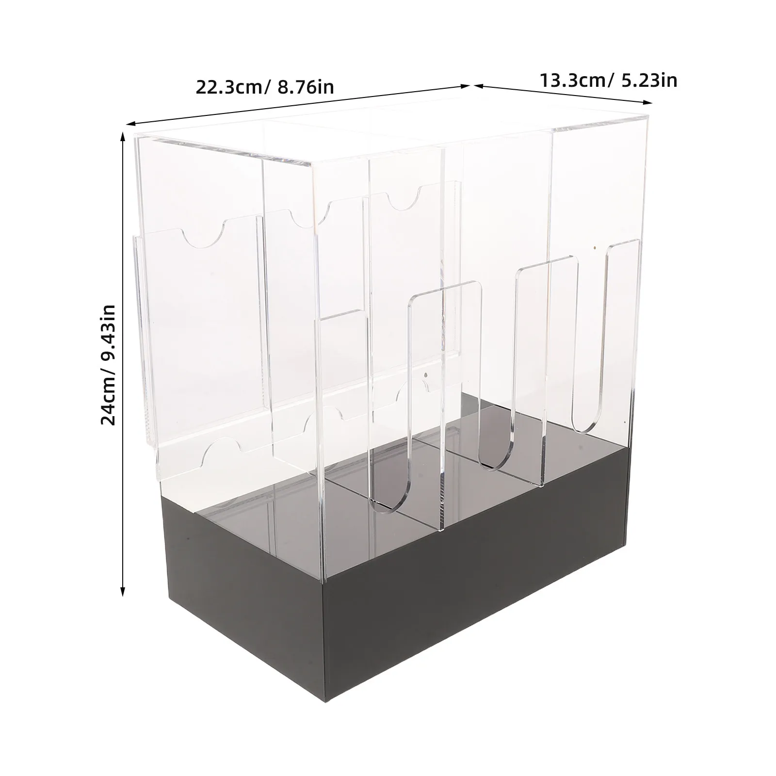 3 Slots Clear Acrylic Trading Card Storage Box Black Base Booster Organizer Retail Checkout Counter Card Holder Display - view 5