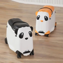 Cute Panda Suitcase Children's riding cartoon pull rod luggage box carry on children's gift travel suitcase boarding travel case